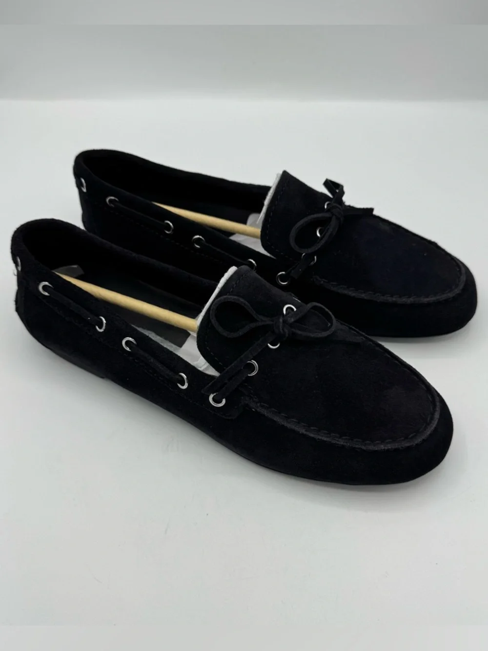 Everlane Suede Boat‎ Driving Shoe Black Leather Loafer Size 8.5 NEW minimalist